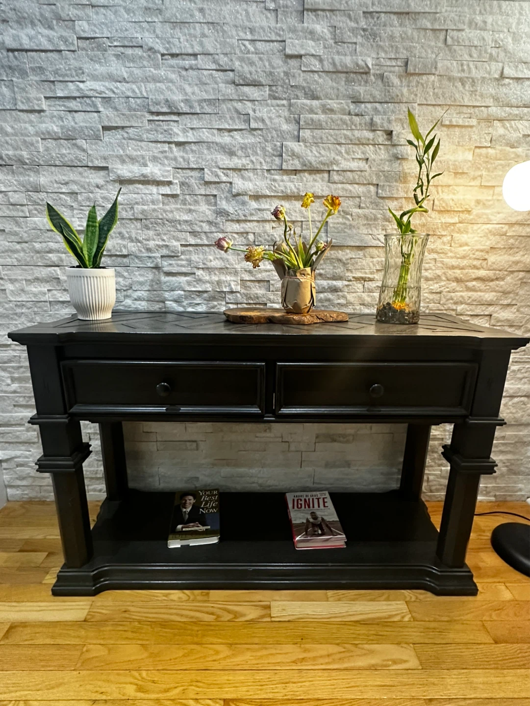 Black Console Table with Two Drawers - photo 2