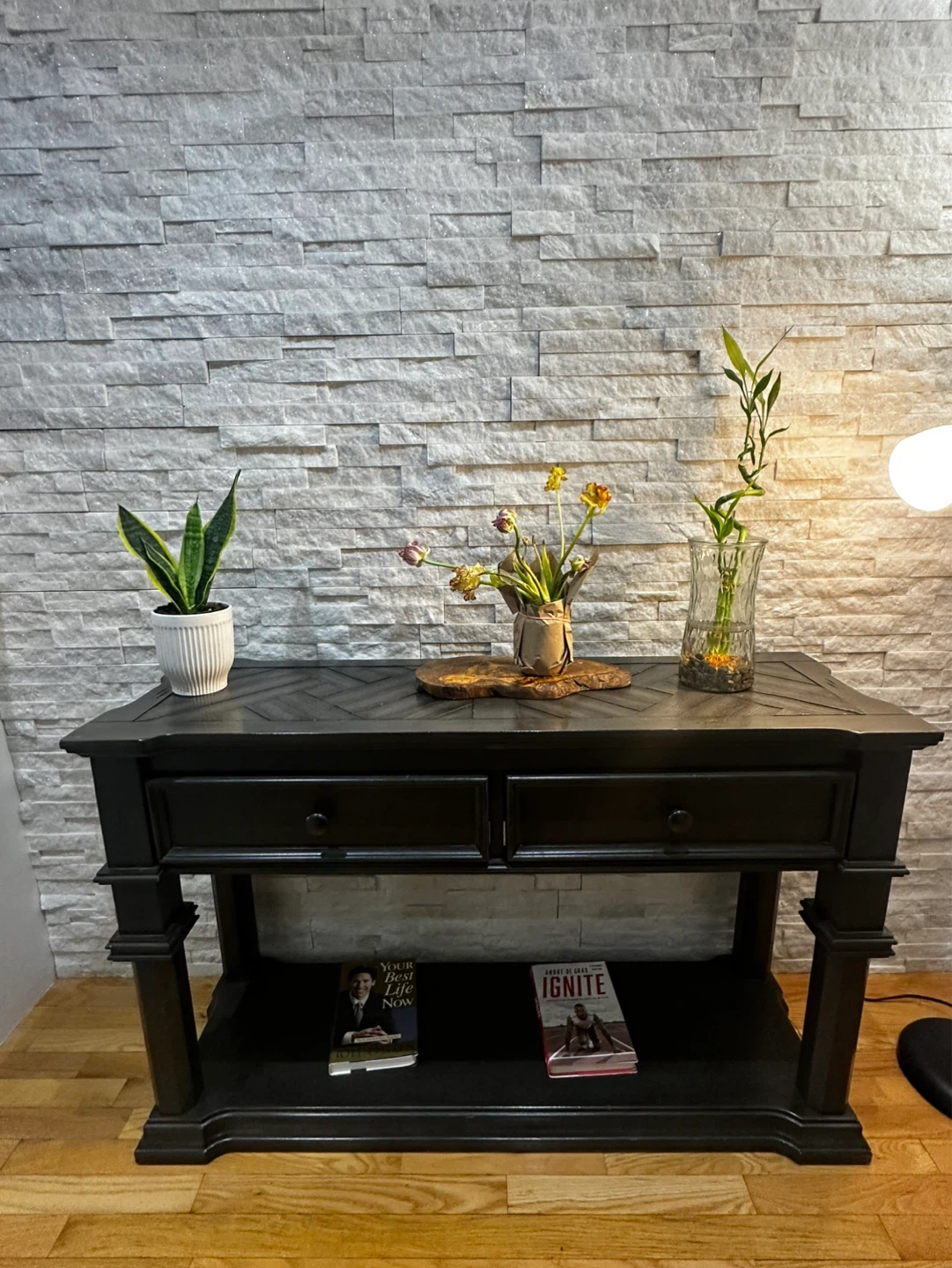 Black Console Table with Two Drawers - photo 3