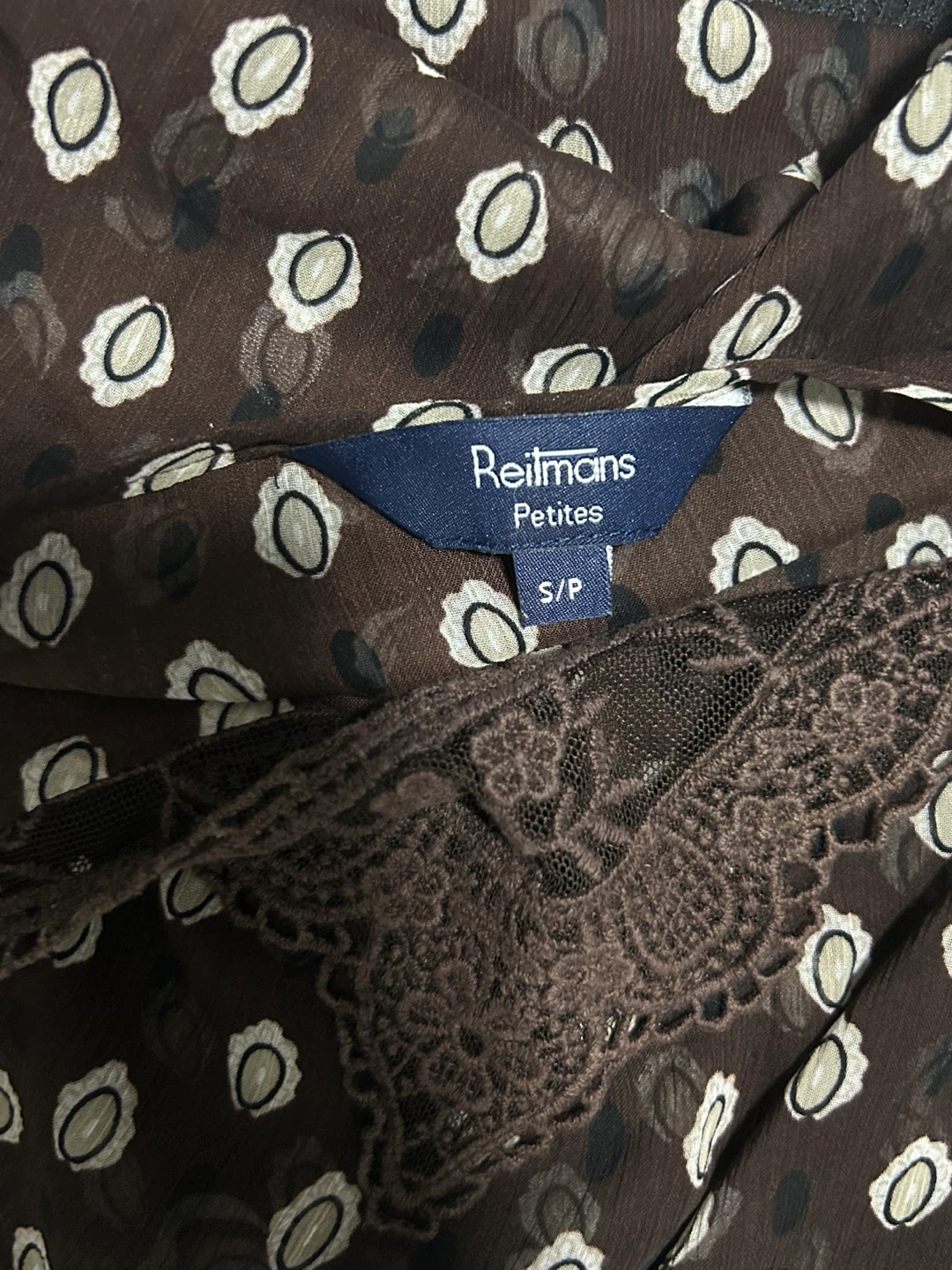 Reitmans Petites Brown Sheer Print Blouse S/P - photo 3