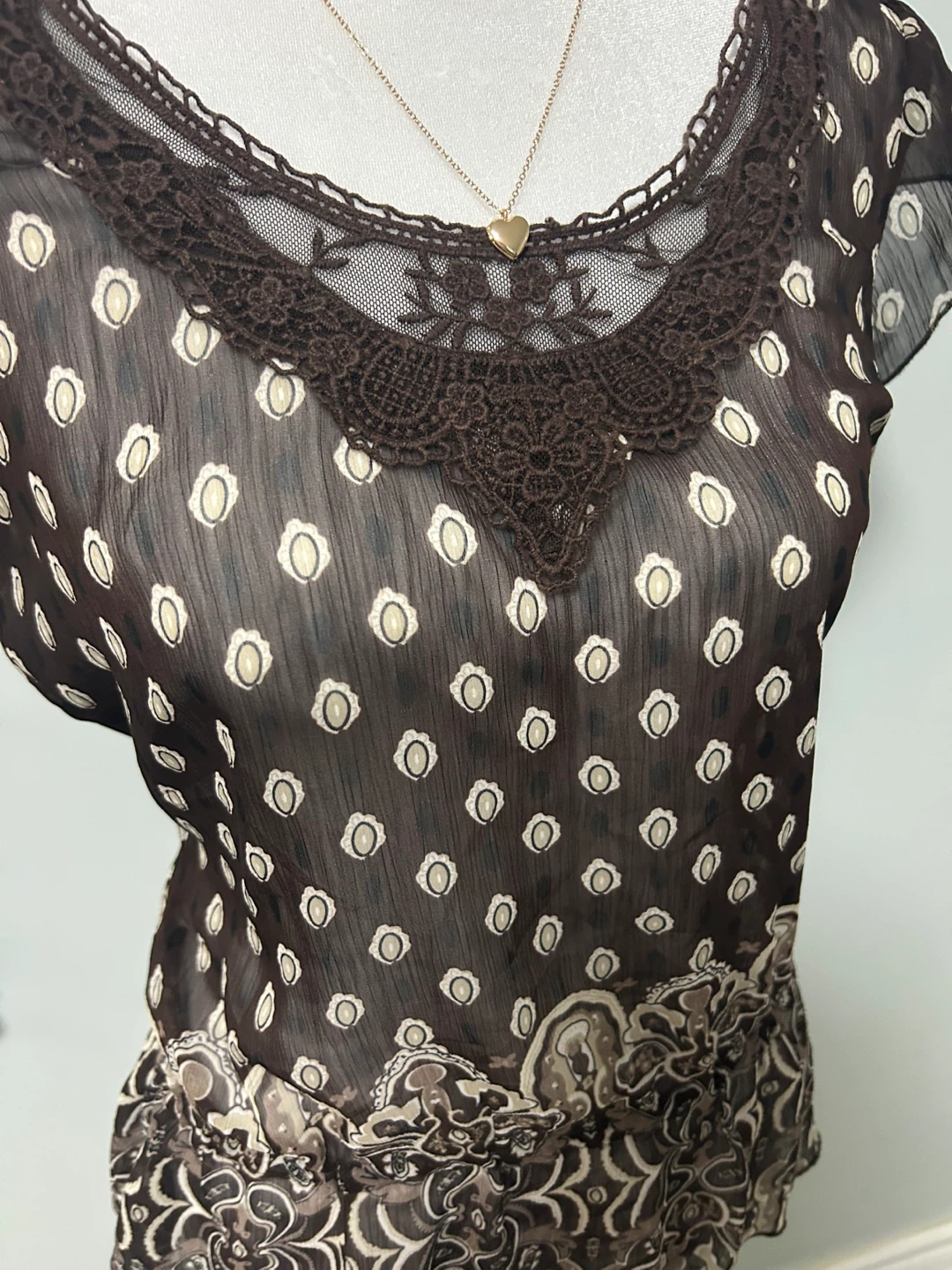 Reitmans Petites Brown Sheer Print Blouse S/P - photo 2