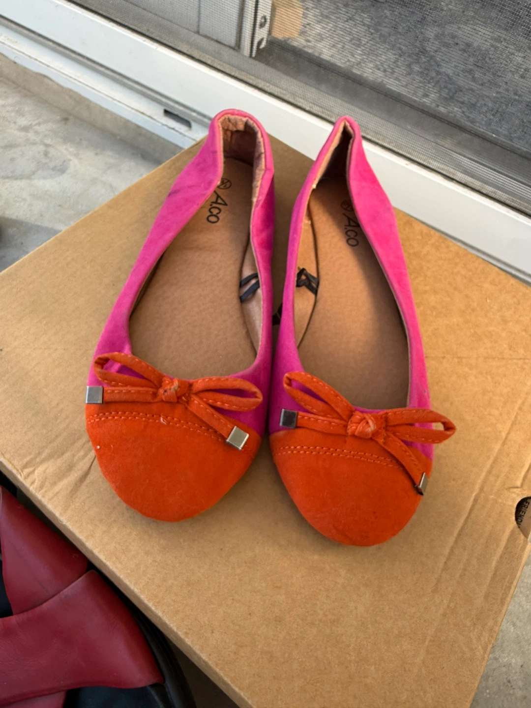 A.co Pink and Orange Ballet Flats Size 6.5
