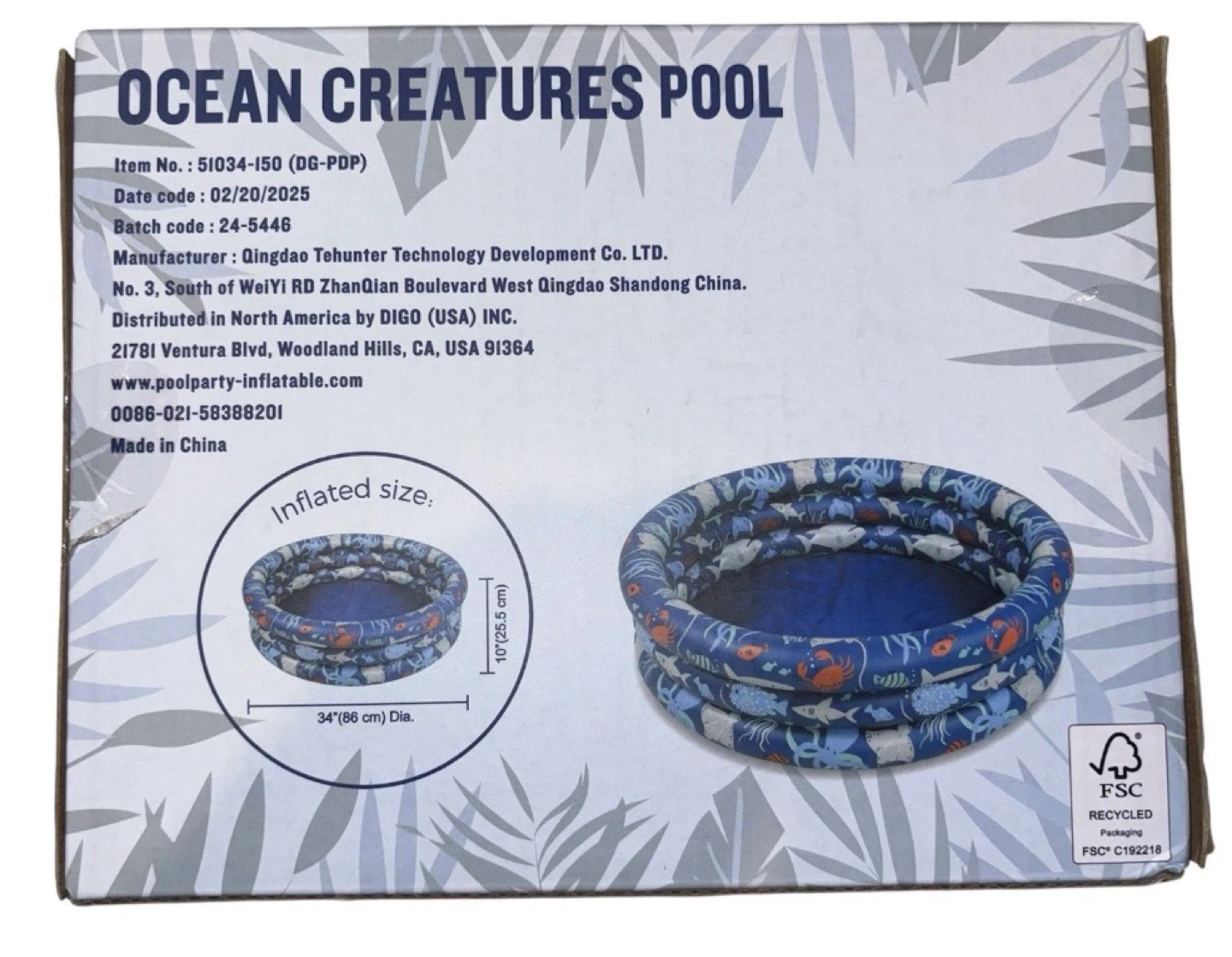 Tommy Bahama Kids Inflatable Pool 34” Ocean Theme - photo 2