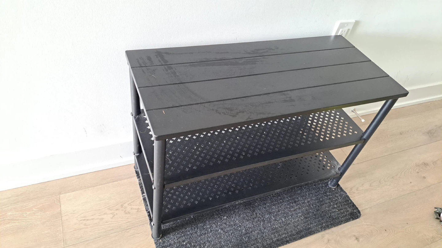 Black 3-Tier Metal Shoe Rack - photo 2