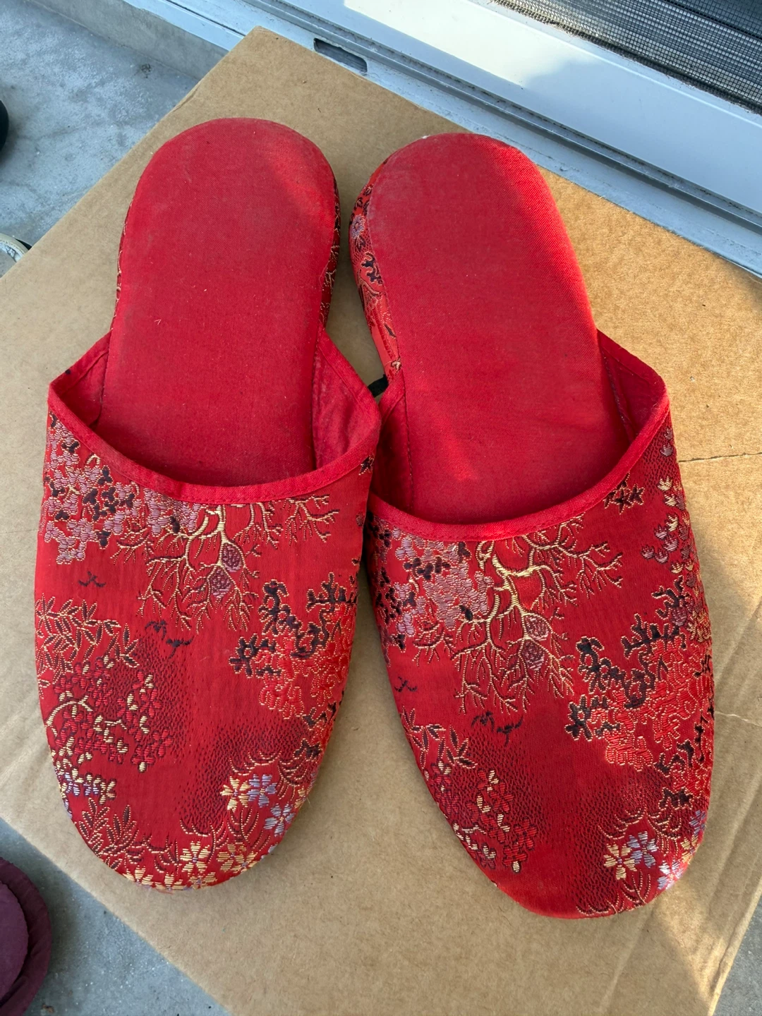 Red Embroidered Slippers size 7