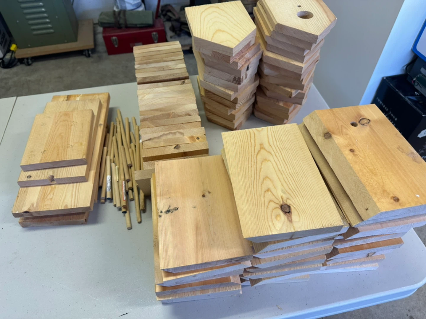 Pine pieces for Bird Houses.