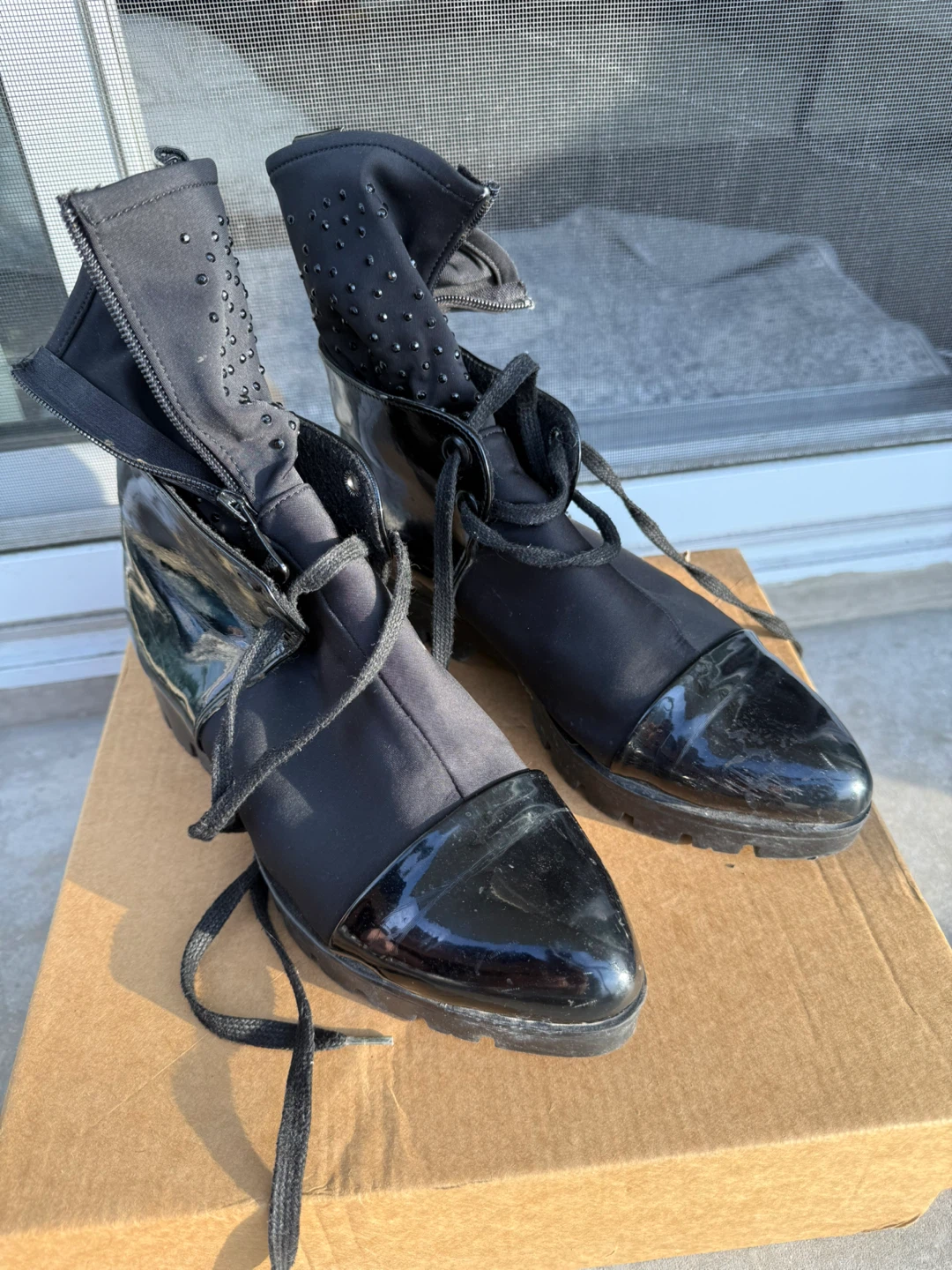 Black Patent Ankle Boots size 9