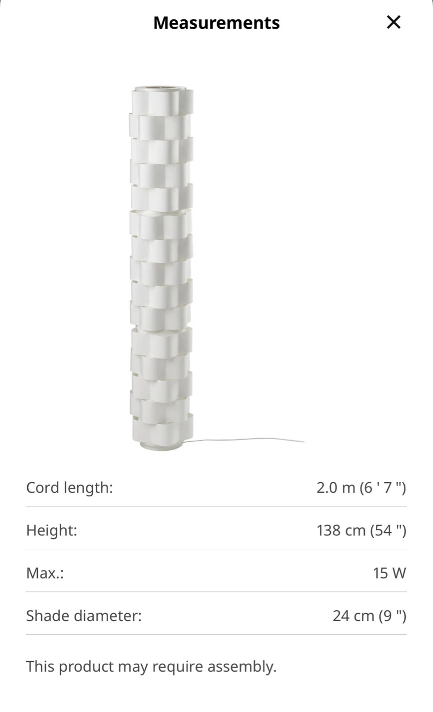 IKEA LAGTRYCK Floor Lamp White 138cm with Bulbs - photo 4