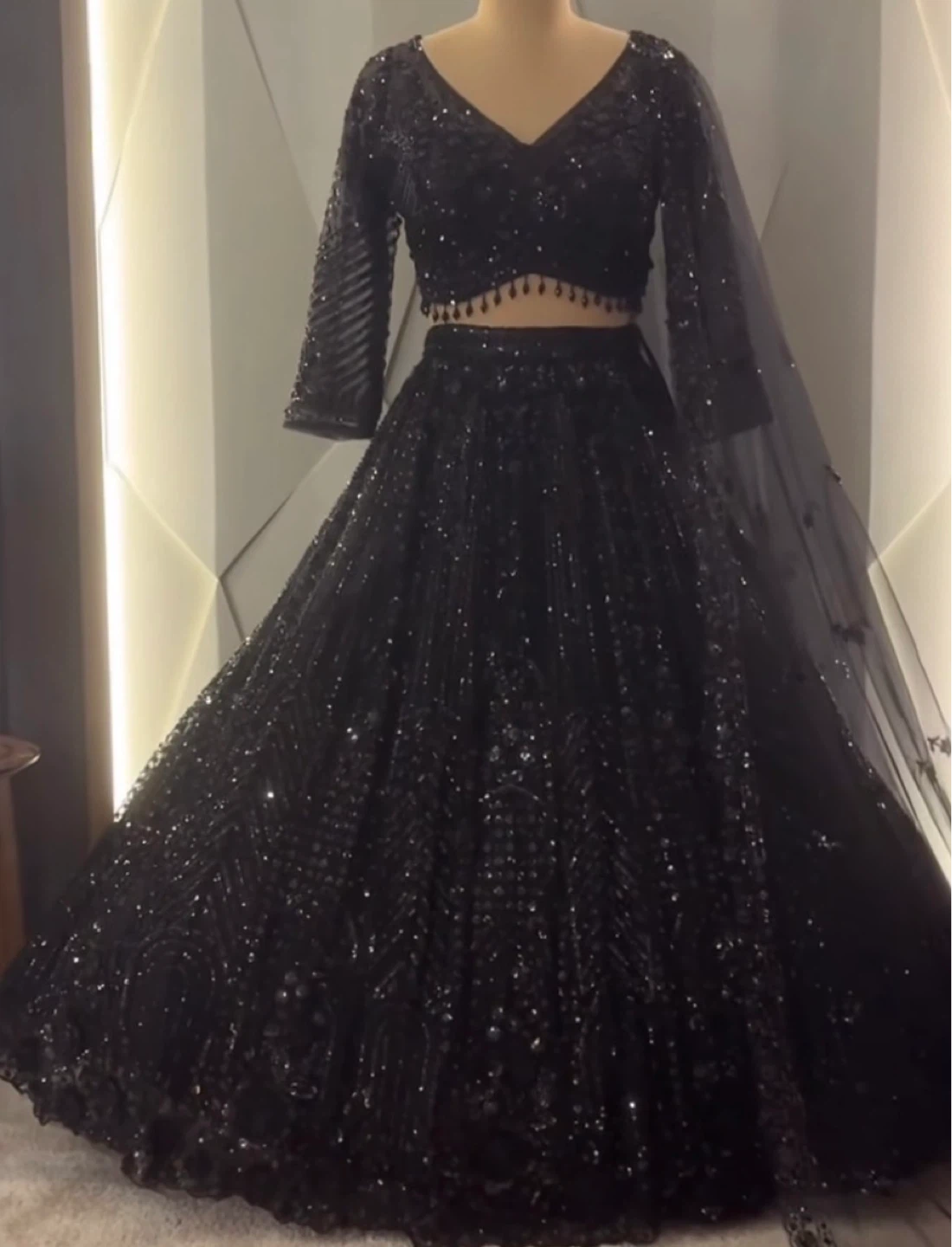 Black Sequin Embellished Lehenga Choli