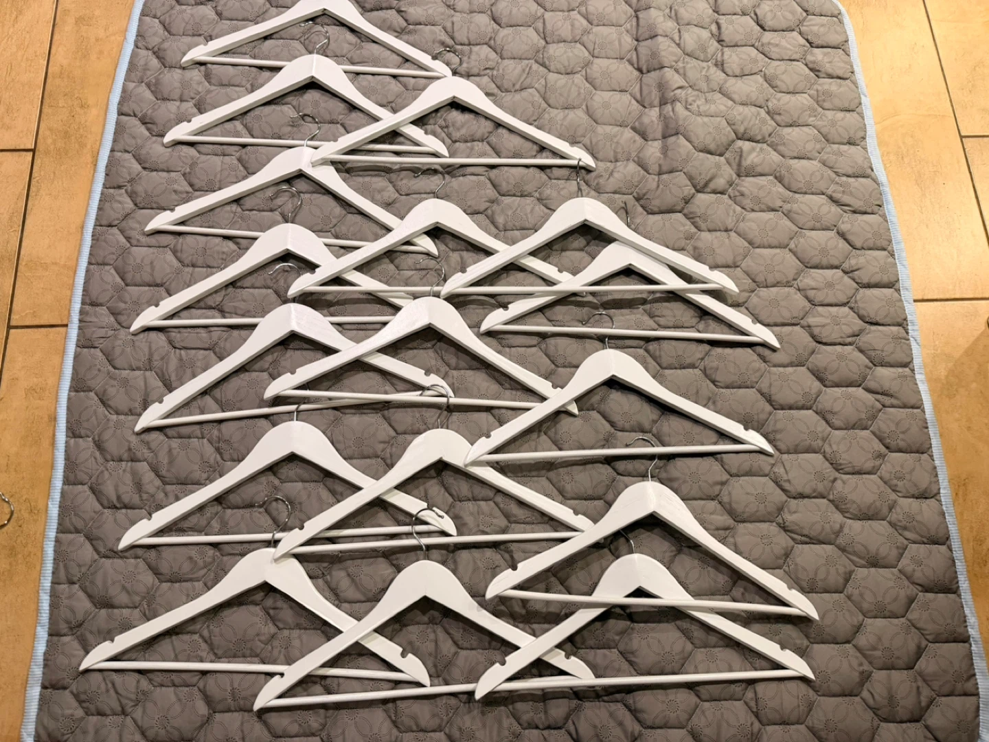 Set of 14 White Wooden Hangers- moving sale - photo 2