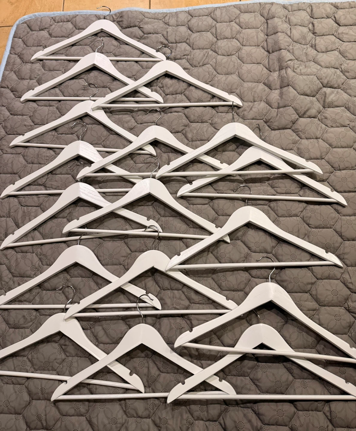 Set of 14 White Wooden Hangers- moving sale - photo 3