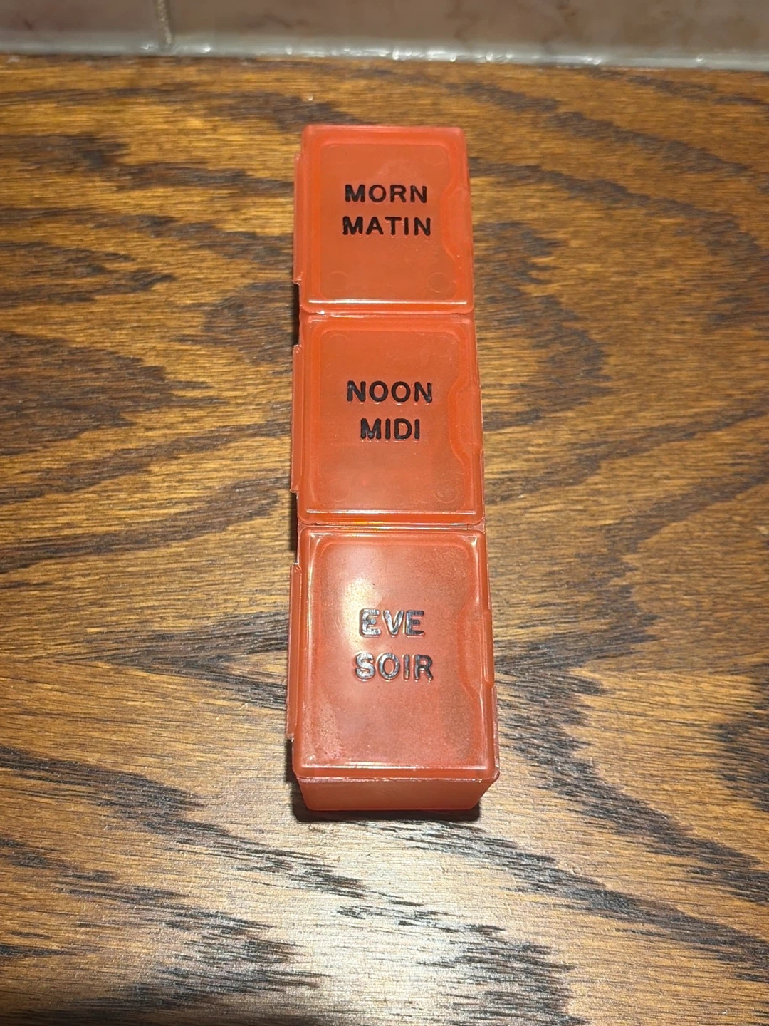 Orange 3-Compartment Pill Organizer
