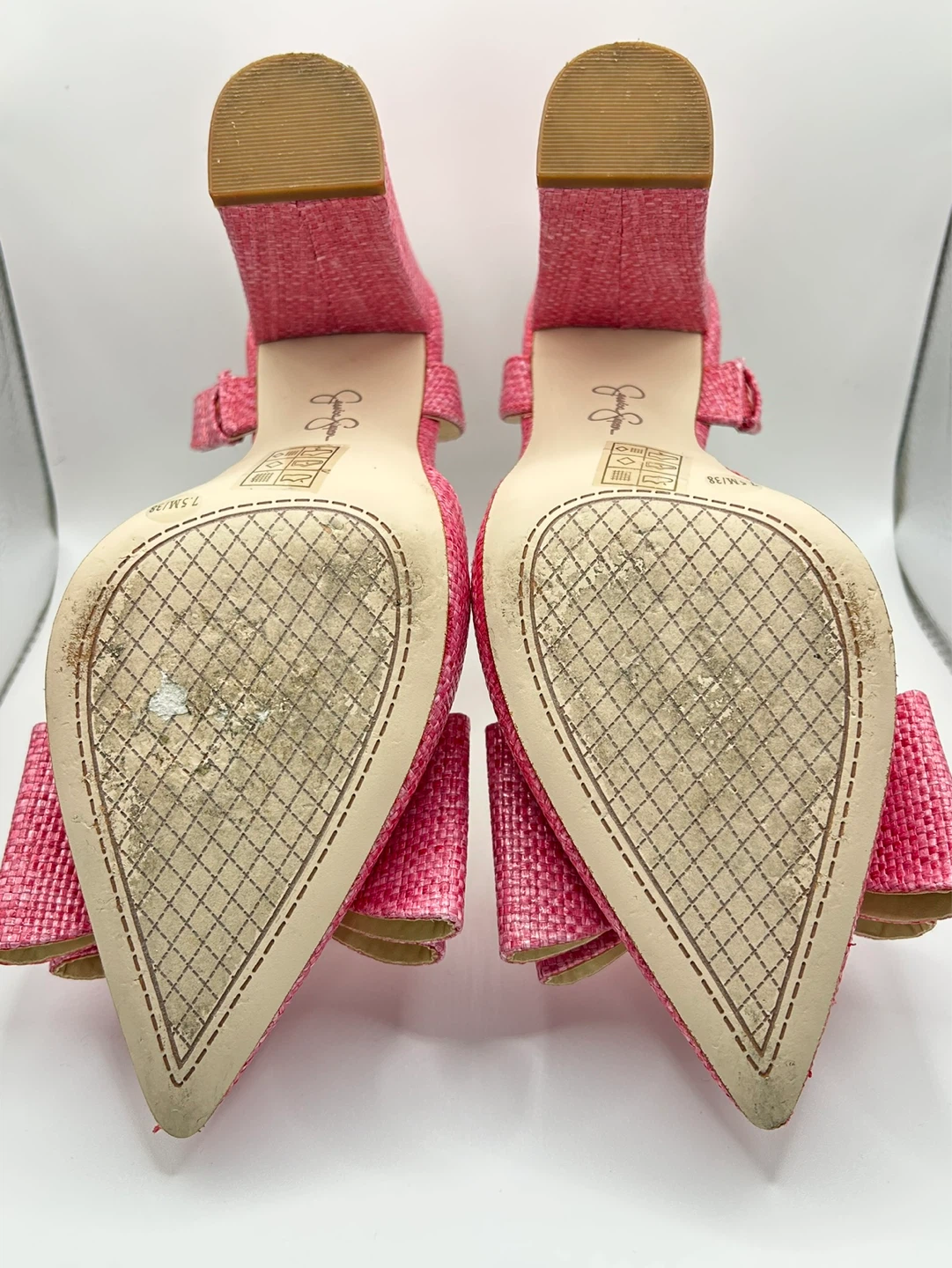7.5 - Like NEW! Jessica Simpson Pink Bow Slingback Heels - photo 4