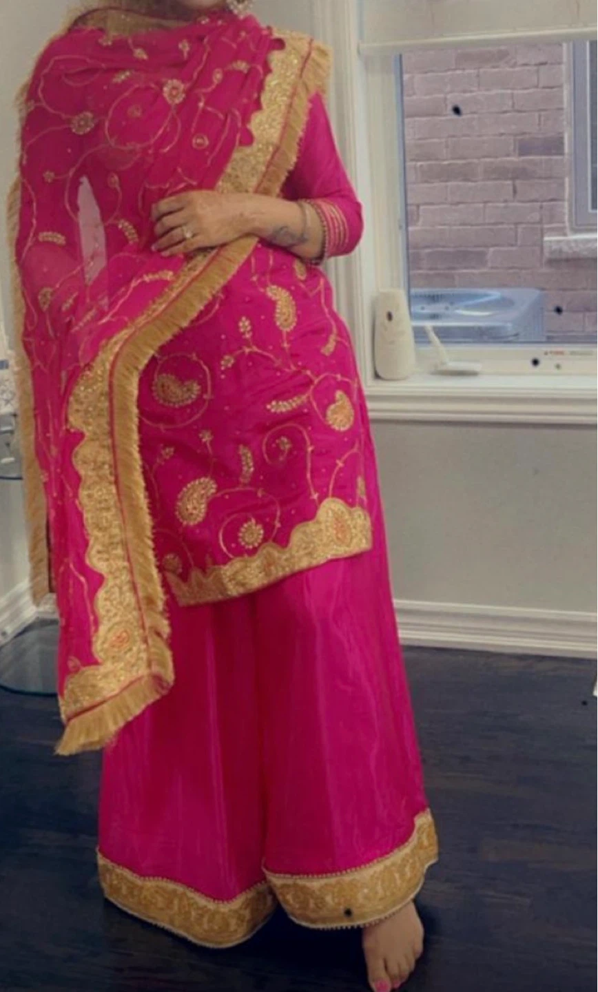 Pink Salwar Kameez with Gold Embroidery