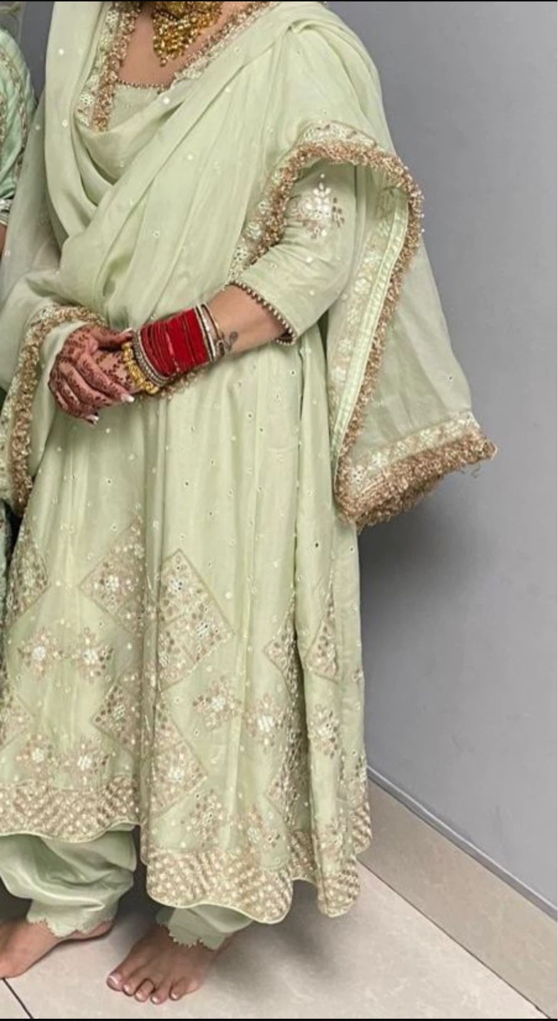 Light Green Embroidered Anarkali Suit
