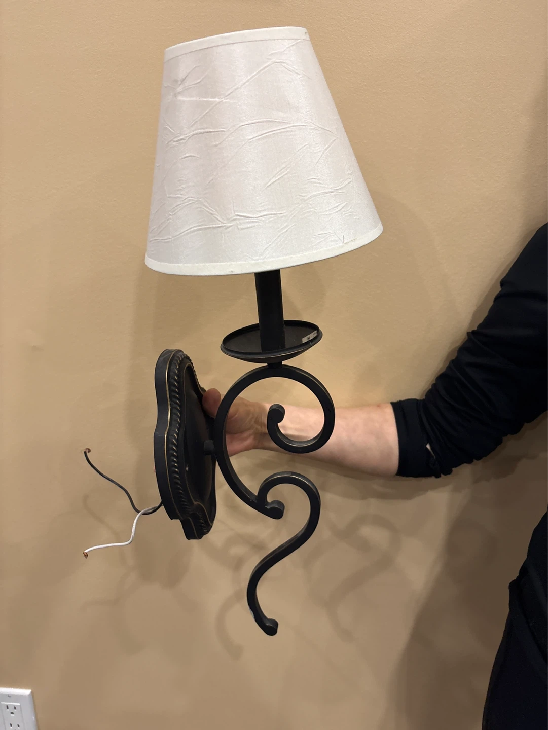 Scroll Arm Sconce with Fabric Shade - photo 2