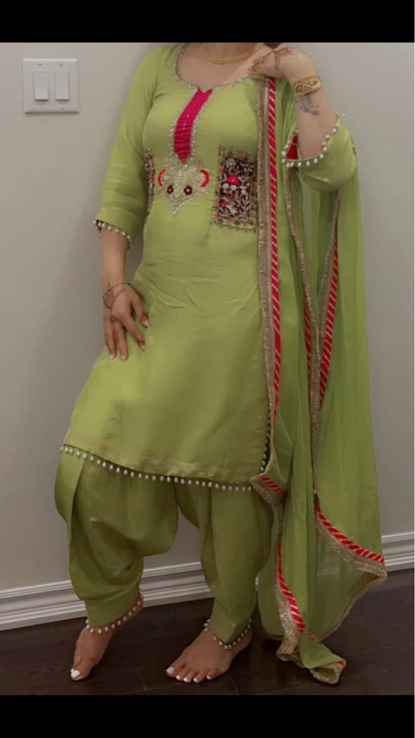 Women's Green Kurti with Salwar and Dupatta