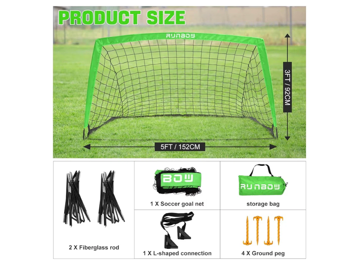 RUNBOW Portable Soccer Goal 5FT x 3FT - photo 4