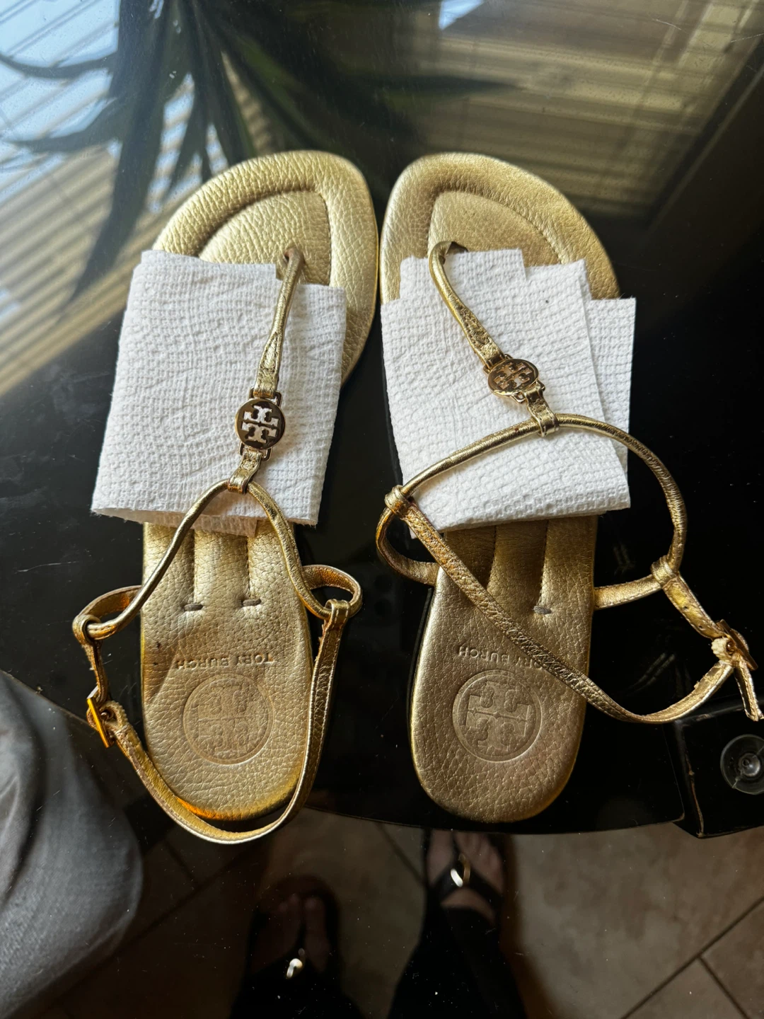Tory Burch Gold Leather Sandals size 8