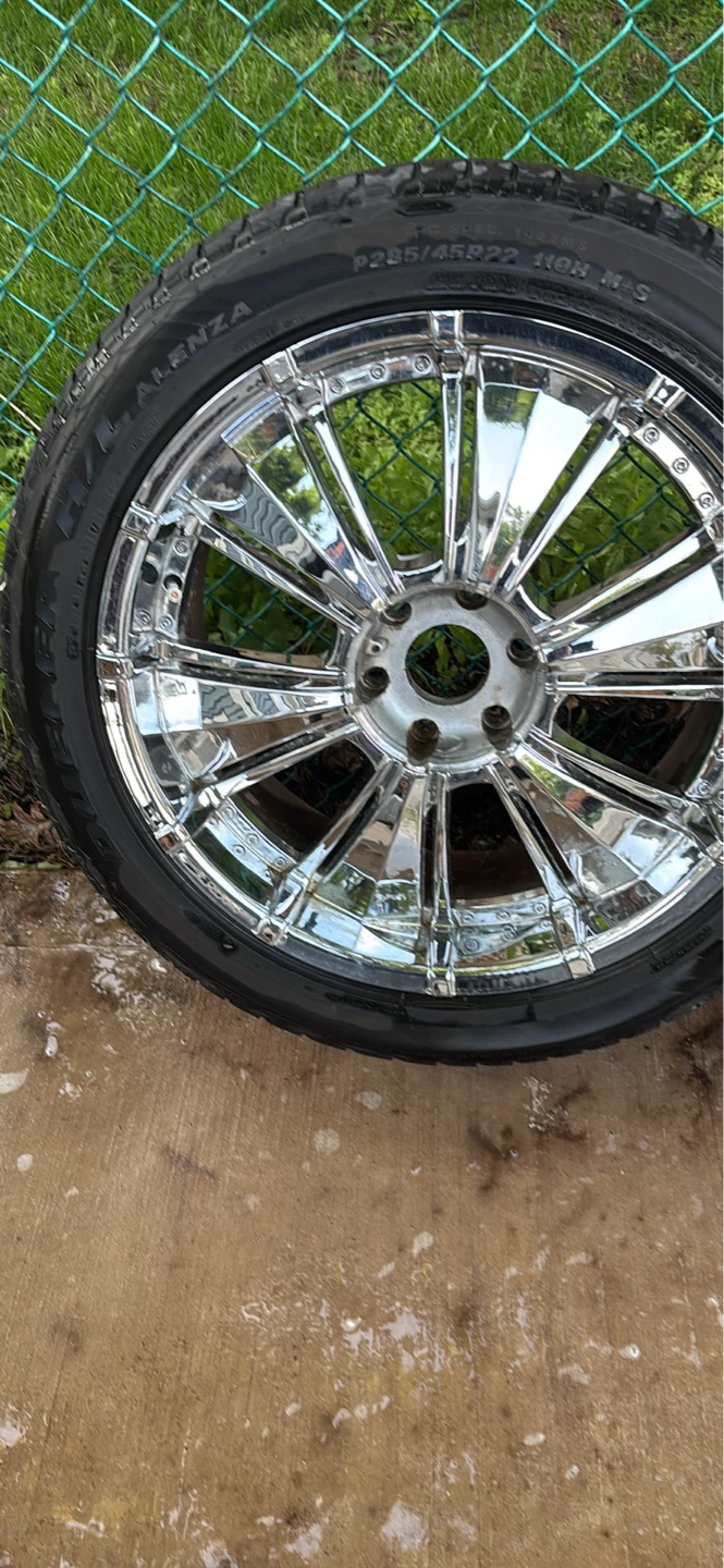 Chrome Rims Set with Tires