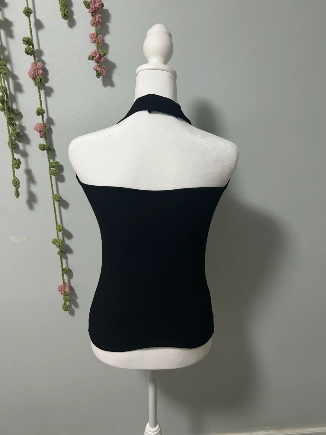 Black Halter Top with Rhinestone Detail - photo 2
