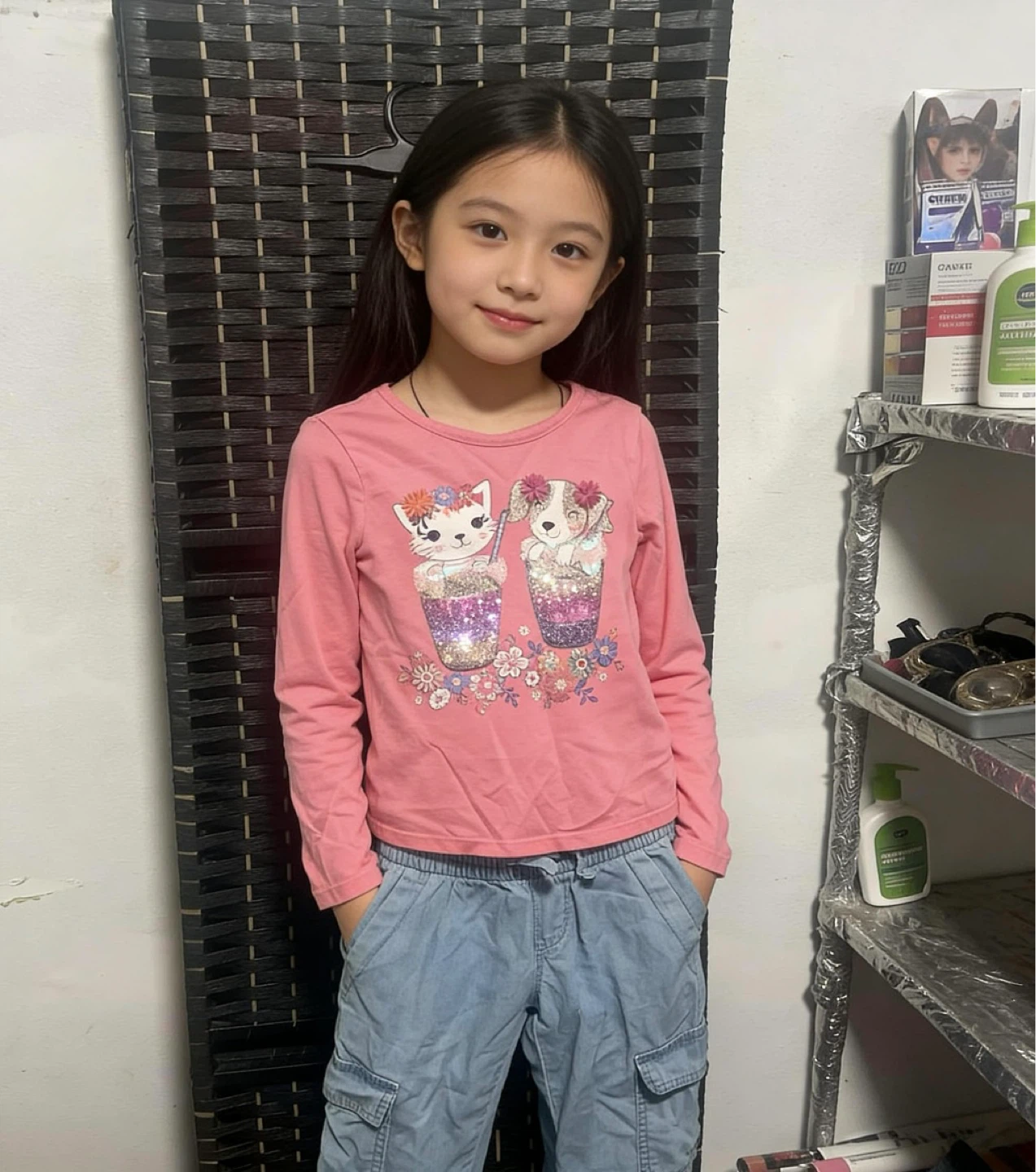 Girls Long Sleeve Shirt and Cargo Pants Set size 4 kids - photo 2