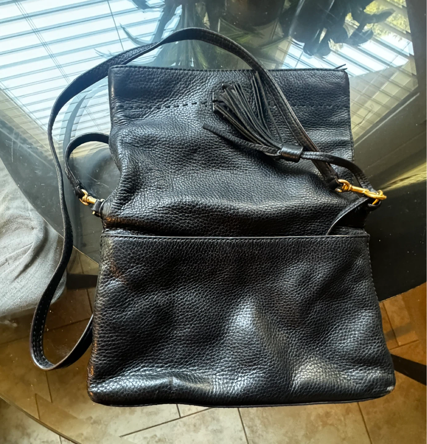 Tory Burch Black Leather Tassel Shoulder Bag - photo 3