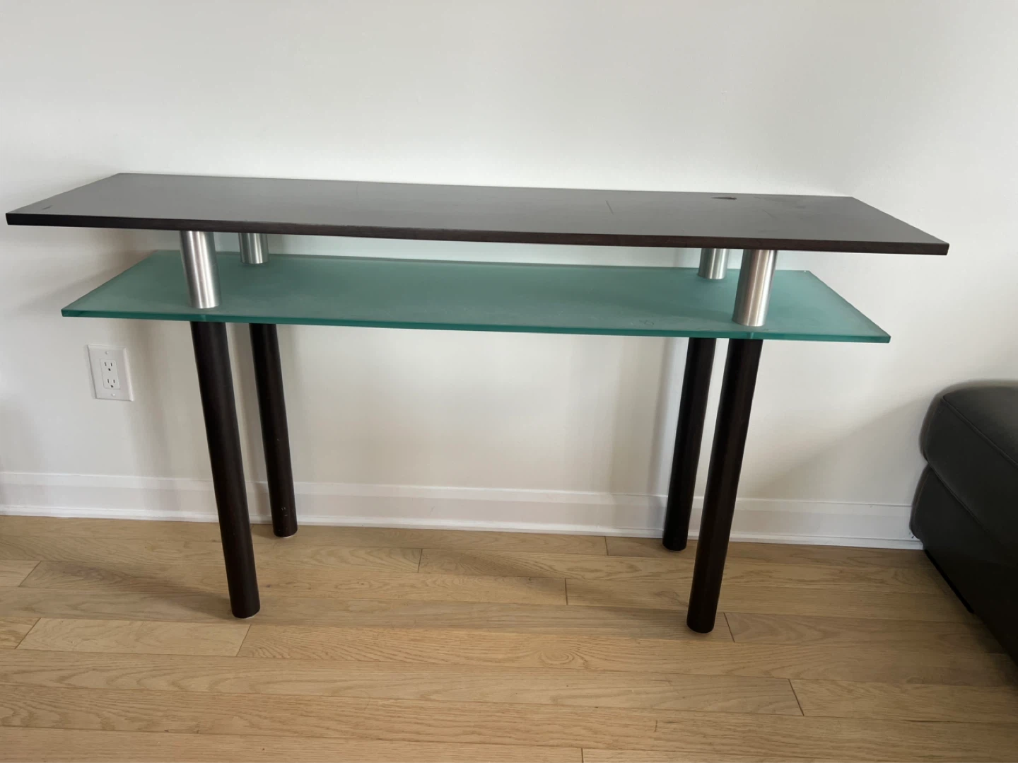 Dark Wood and Glass Console Table - photo 2