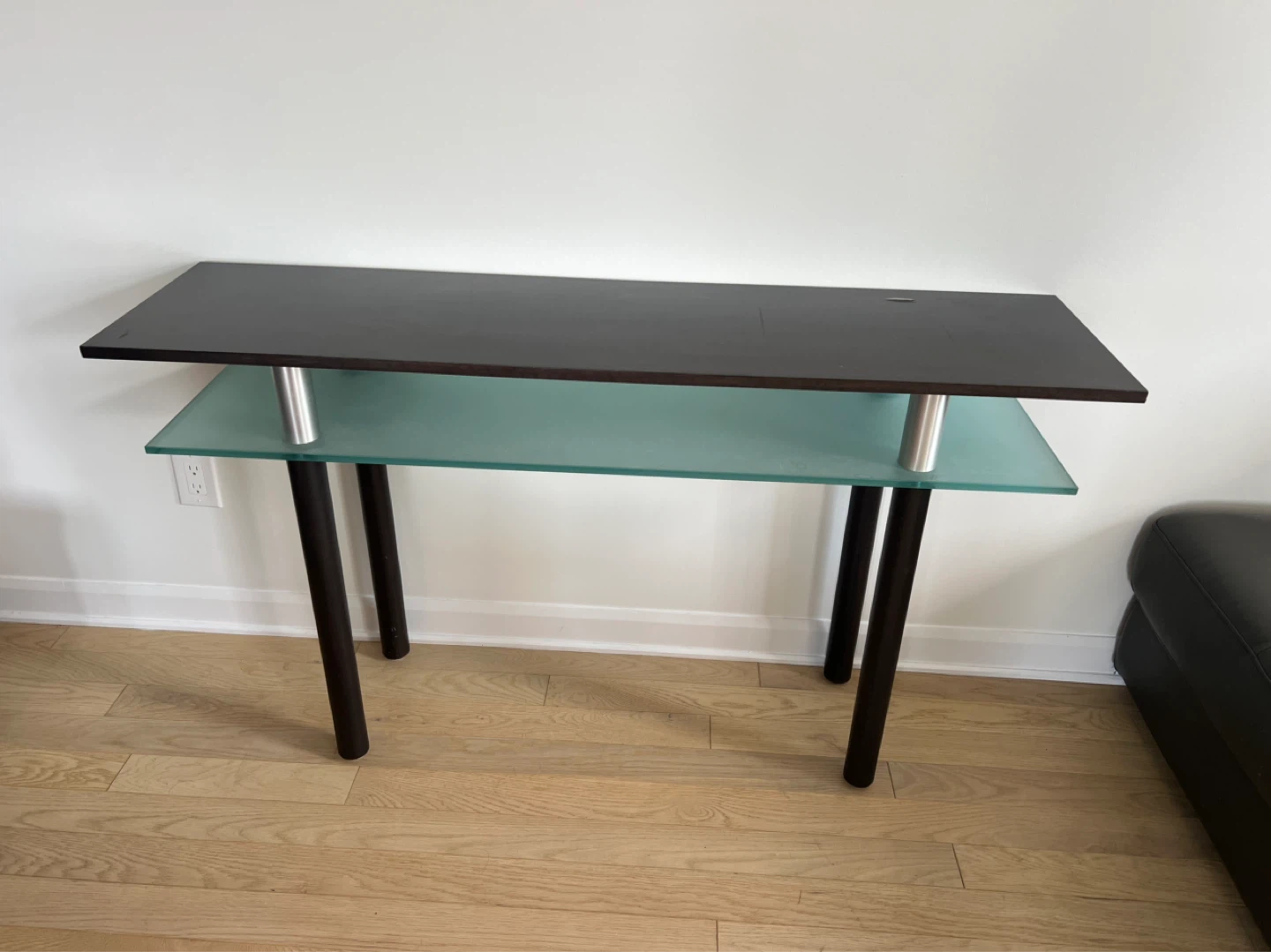 Dark Wood and Glass Console Table
