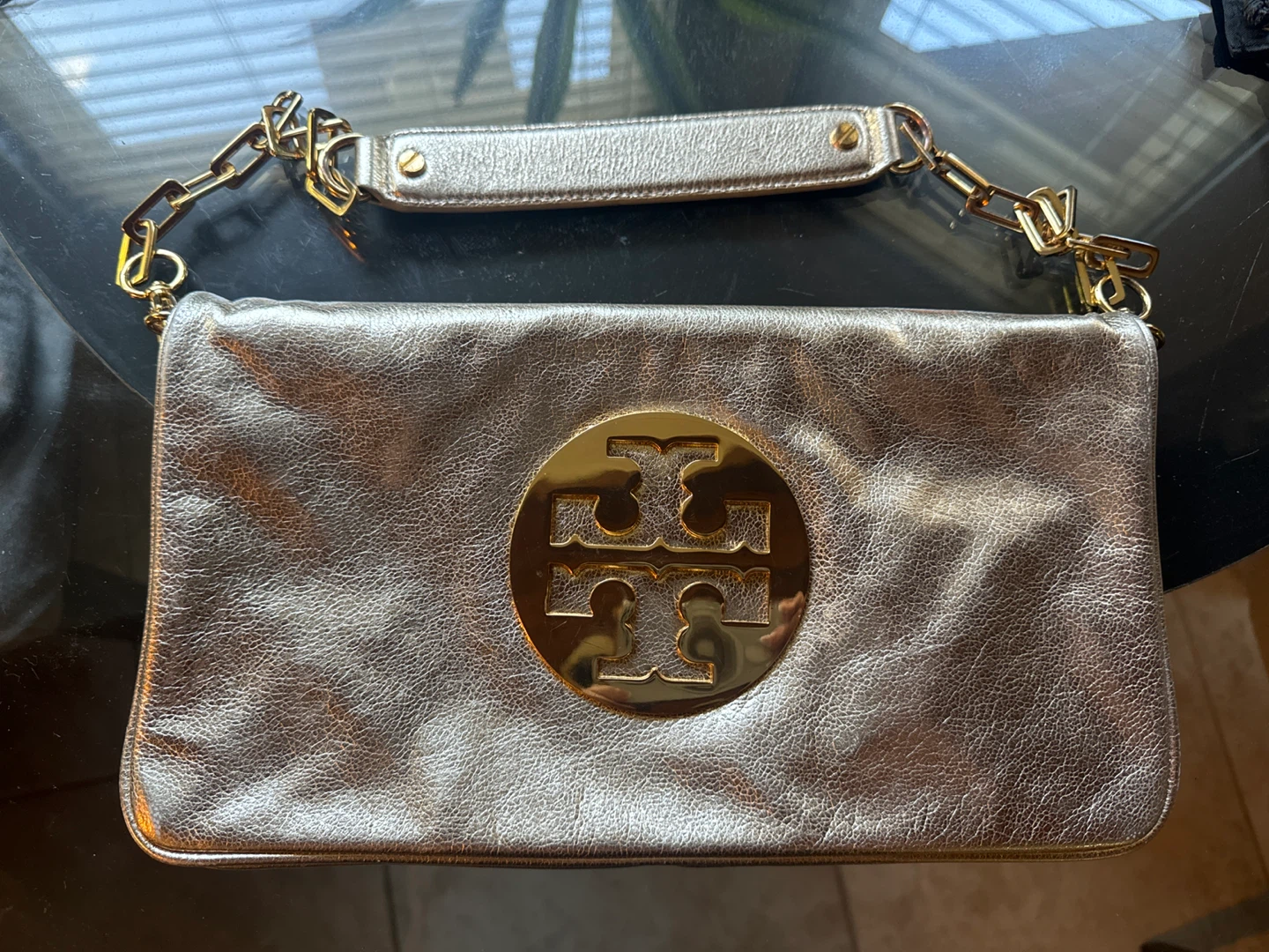 Tory Burch Metallic Leather Clutch