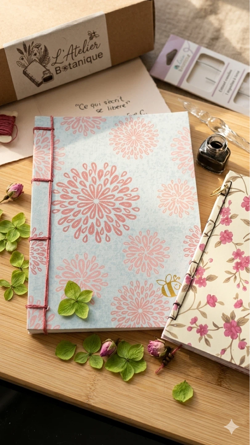 Carnet fait main L'Atelier Botanique motif floral - photo 3