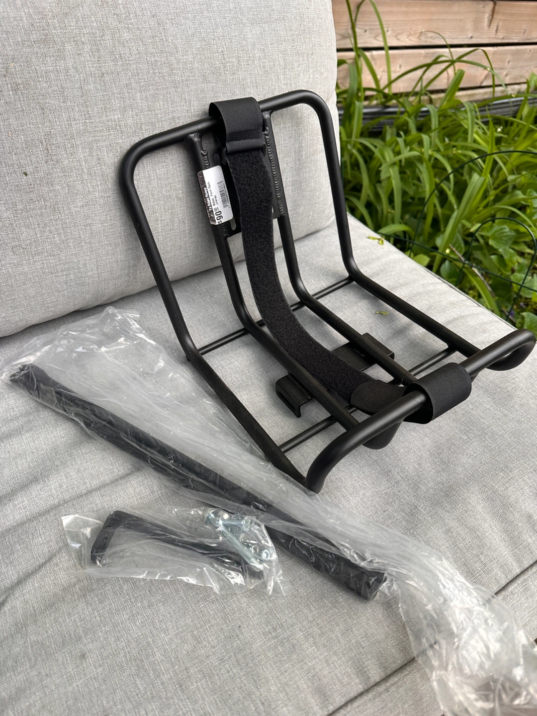 Black front bicycle rack.