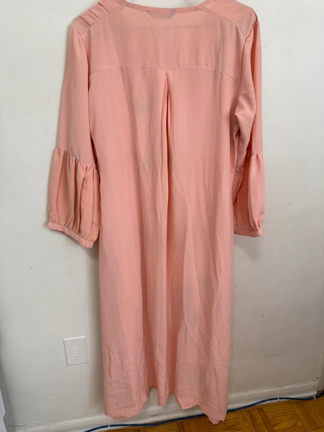 Pink Embroidered Dress with Balloon Sleeves - photo 2