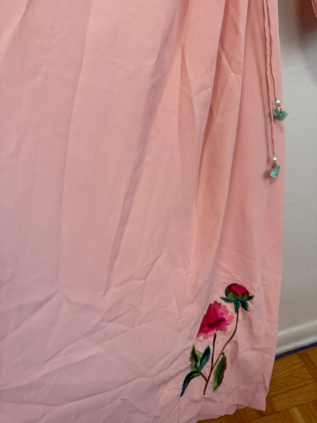 Pink Embroidered Dress with Balloon Sleeves - photo 5