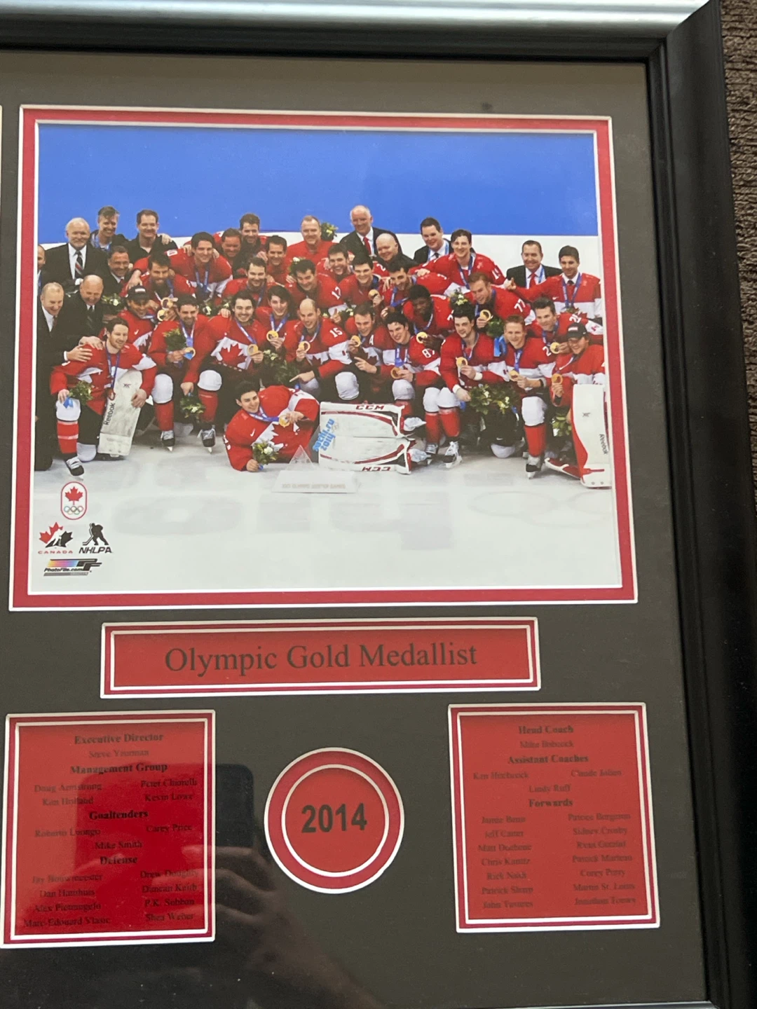 Sidney Crosby Team Canada 2014 Olympic Gold Framed Photo Collage - photo 3