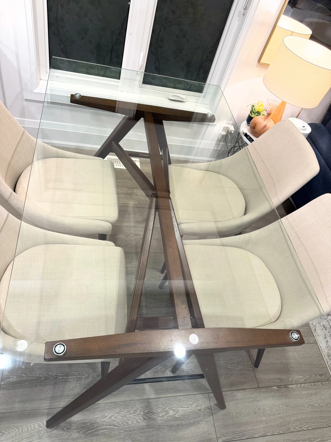 Glass Top Dining Table with Wooden Base - photo 3