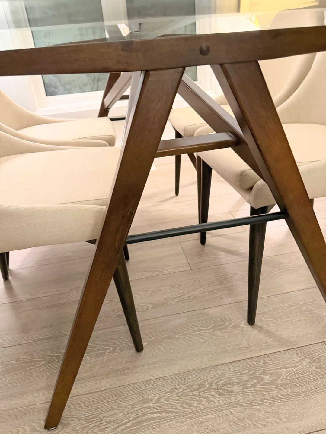 Glass Top Dining Table with Wooden Base - photo 4