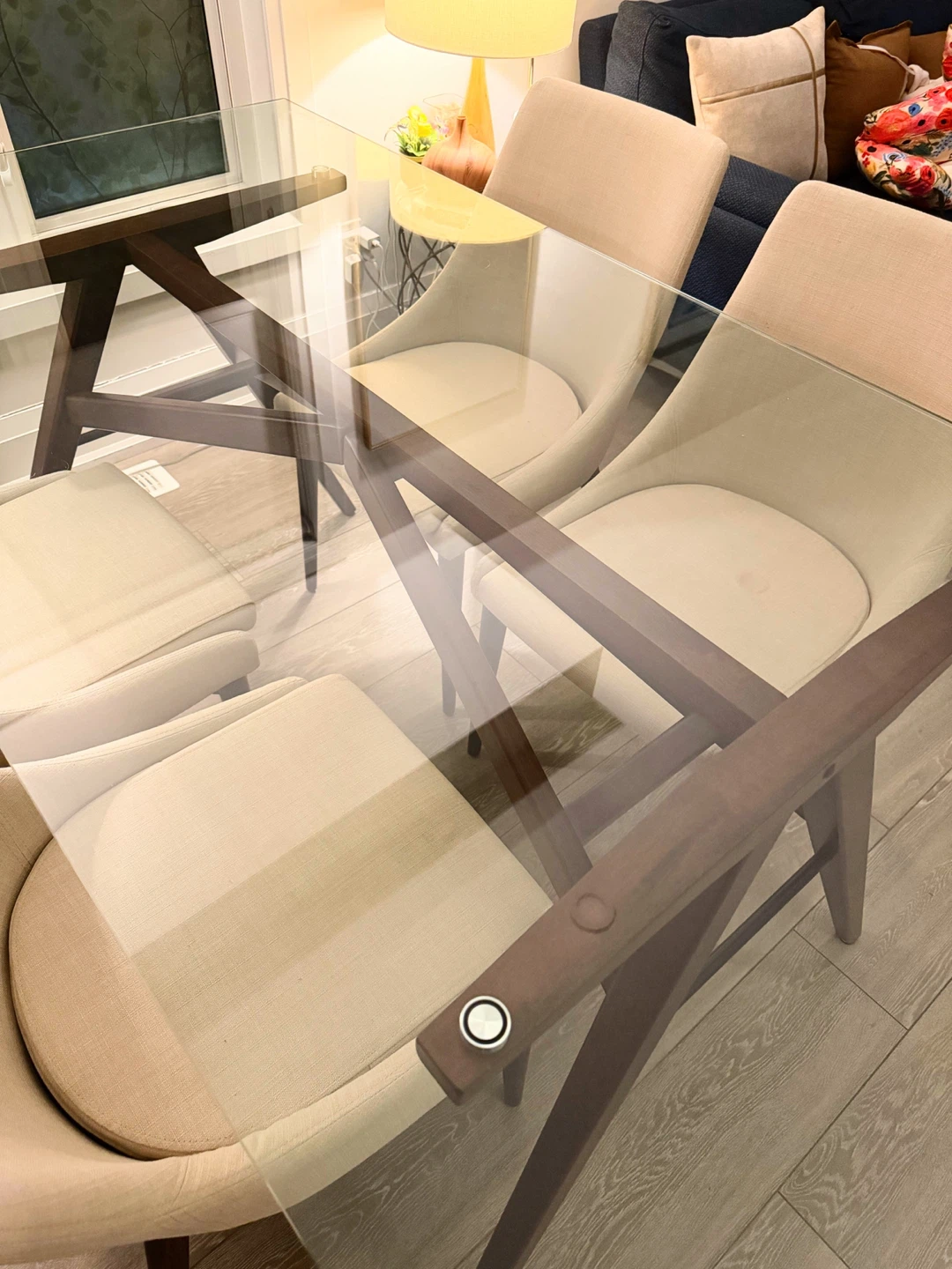 Glass Top Dining Table with Wooden Base - photo 2