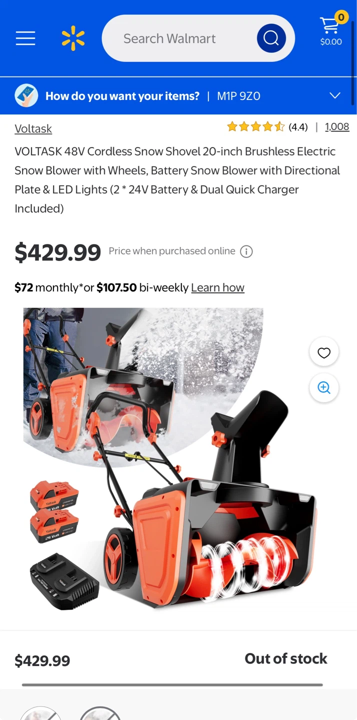 VOLTASK 48V Cordless Snow Shovel