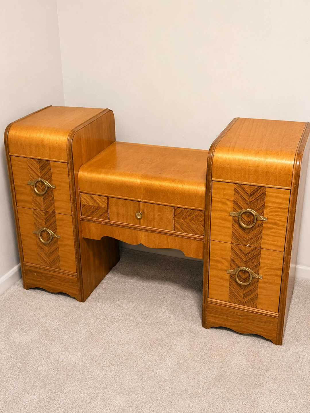 Vintage Vanity Bench with Storage