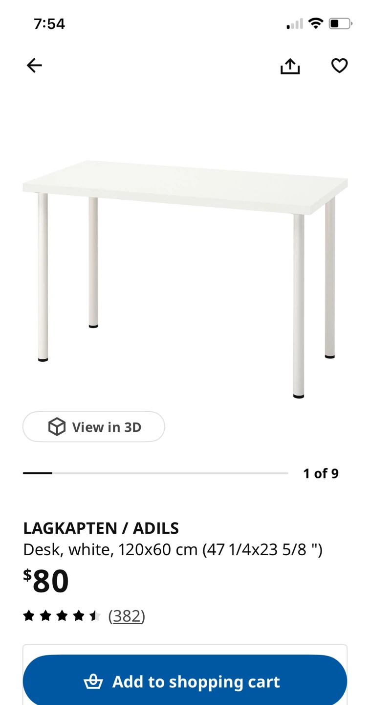 IKEA LAGKAPTEN / ADILS Desk, White, 120x60 cm - photo 2