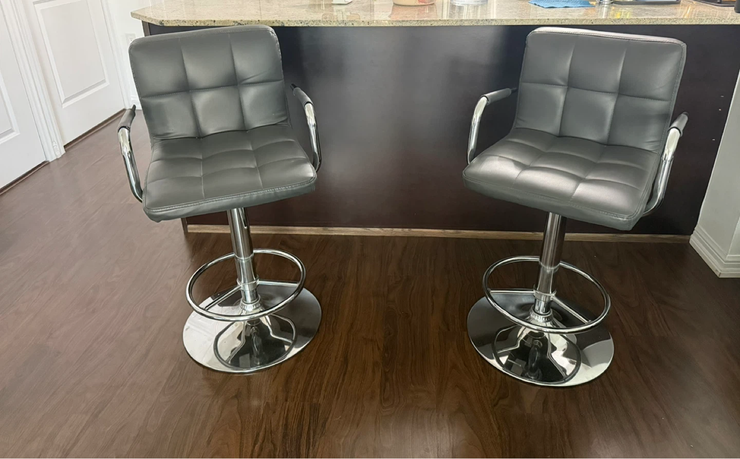 Grey Faux Leather Bar Stools (Set of 2) - JYSK DONNA - photo 2