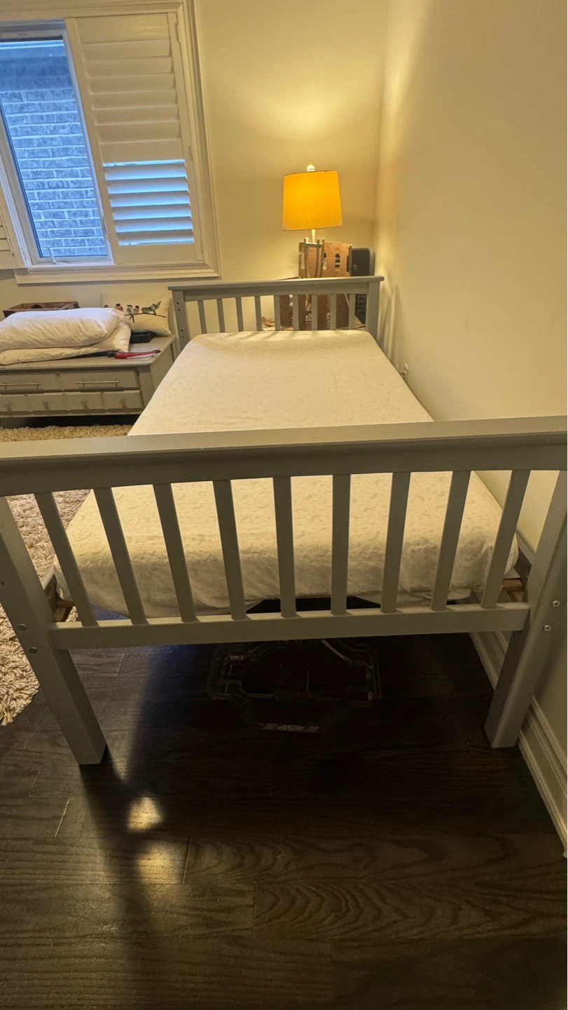 Twin Beds + Trundle + 3 Mattresses – Grey Kids Bedroom Set - photo 2