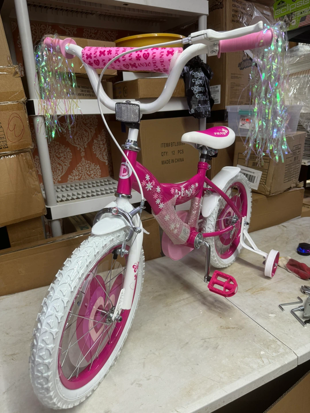 Nice Pony Kids Pink 16” Bicycle with Training Wheels
