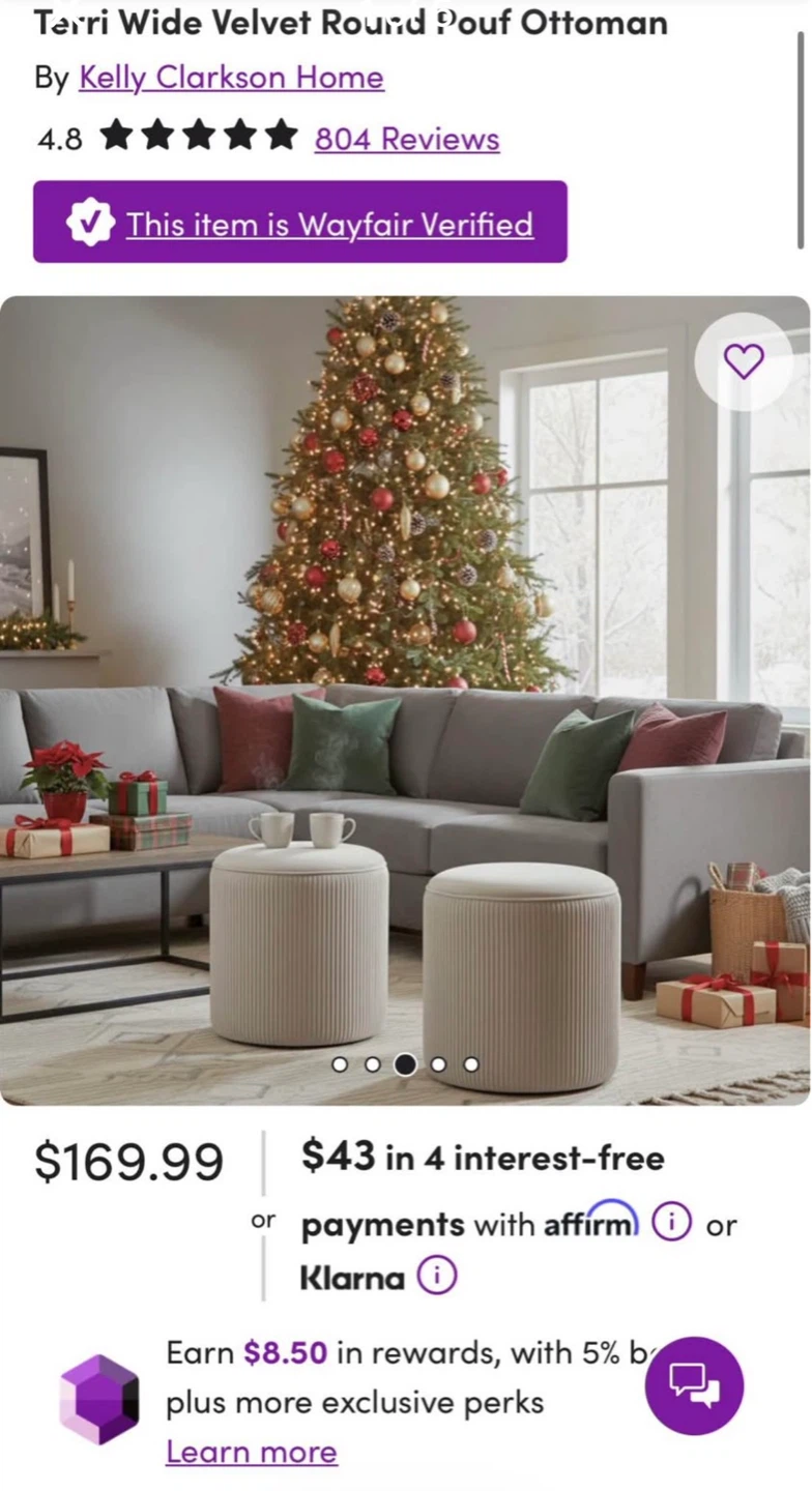 Kelly Clarkson Home Round Pouf Ottoman - Beige