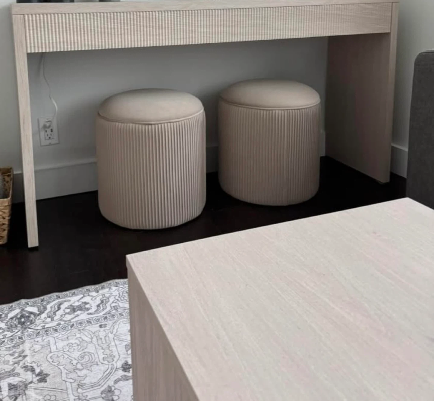 Kelly Clarkson Home Round Pouf Ottoman - Beige - photo 2