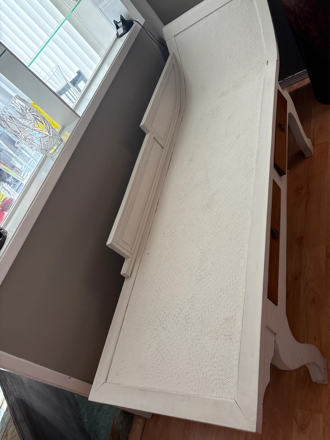 White Dresser with Wood Accents