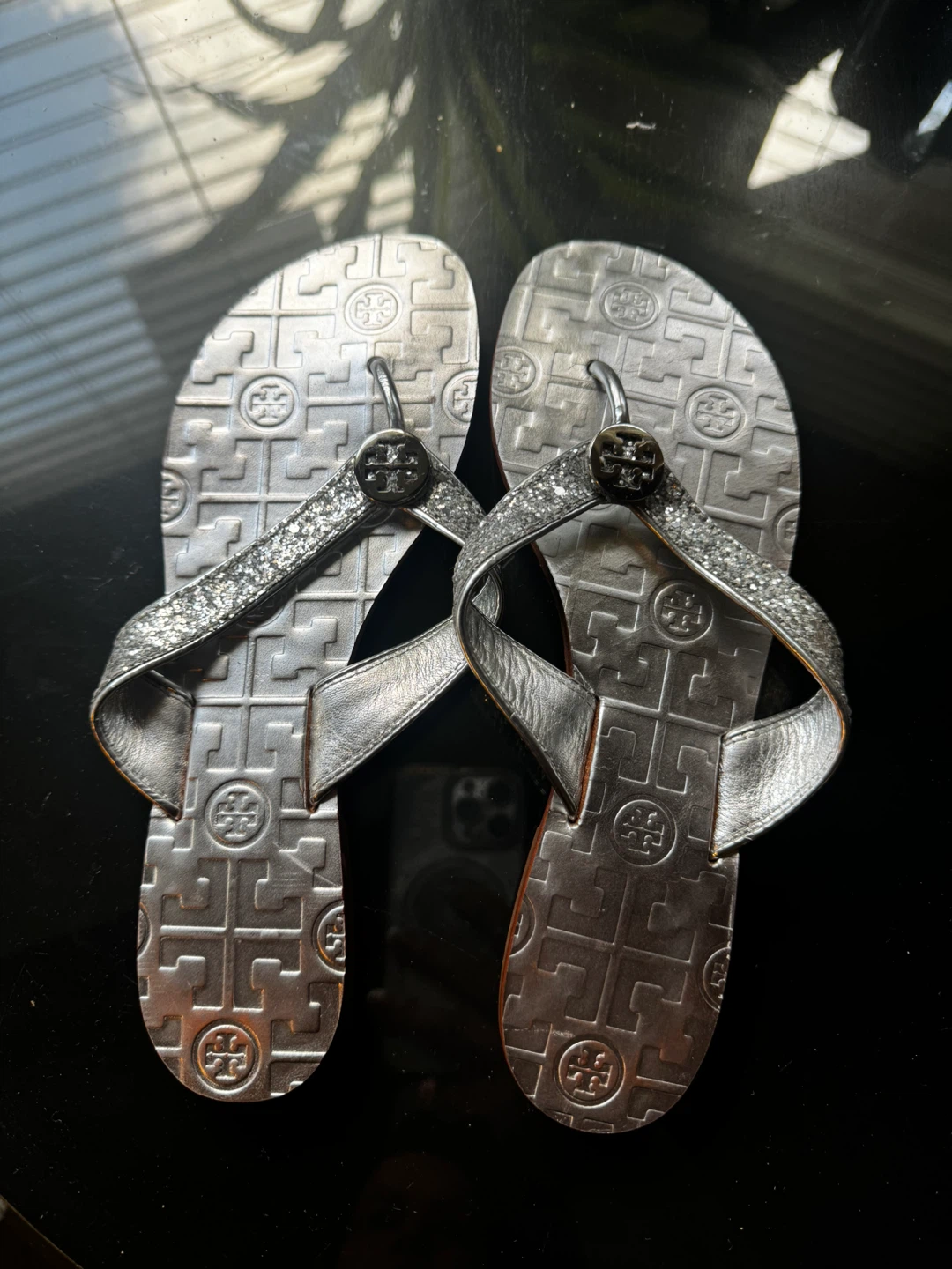 Tory Burch Silver Glitter sandals