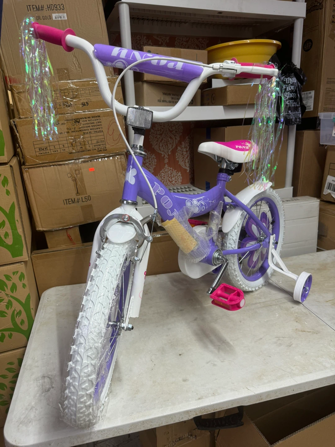 Nice 16” Kid Bike with Training Wheels - Purple and White