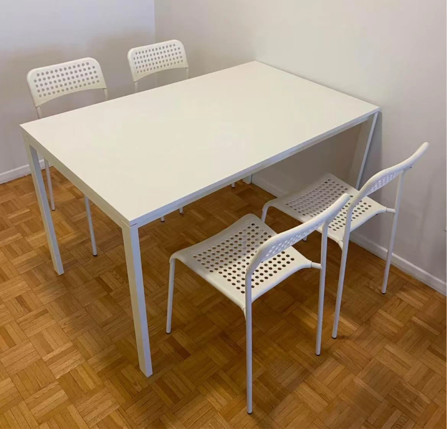 IKEA white Dining table with 4 chairs - photo 2