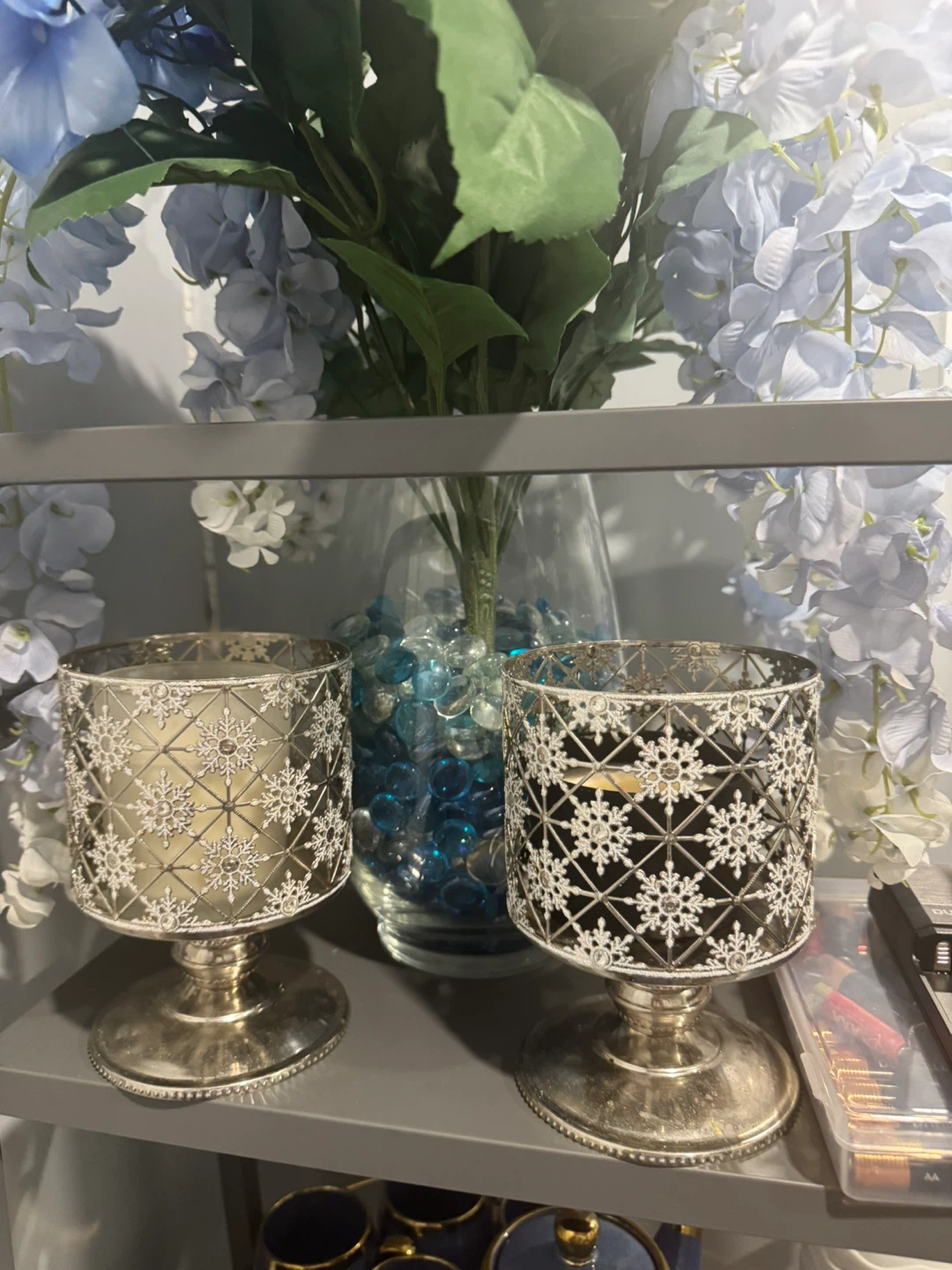 Pair of Snowflake Candle Holders - photo 2